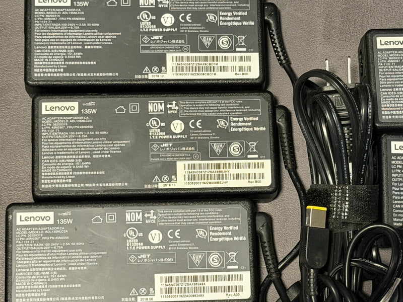 **LOT of 5** Genuine Lenovo AC Charger Adapter 135W 20V 6.75A-SQUARE SLIM TIP