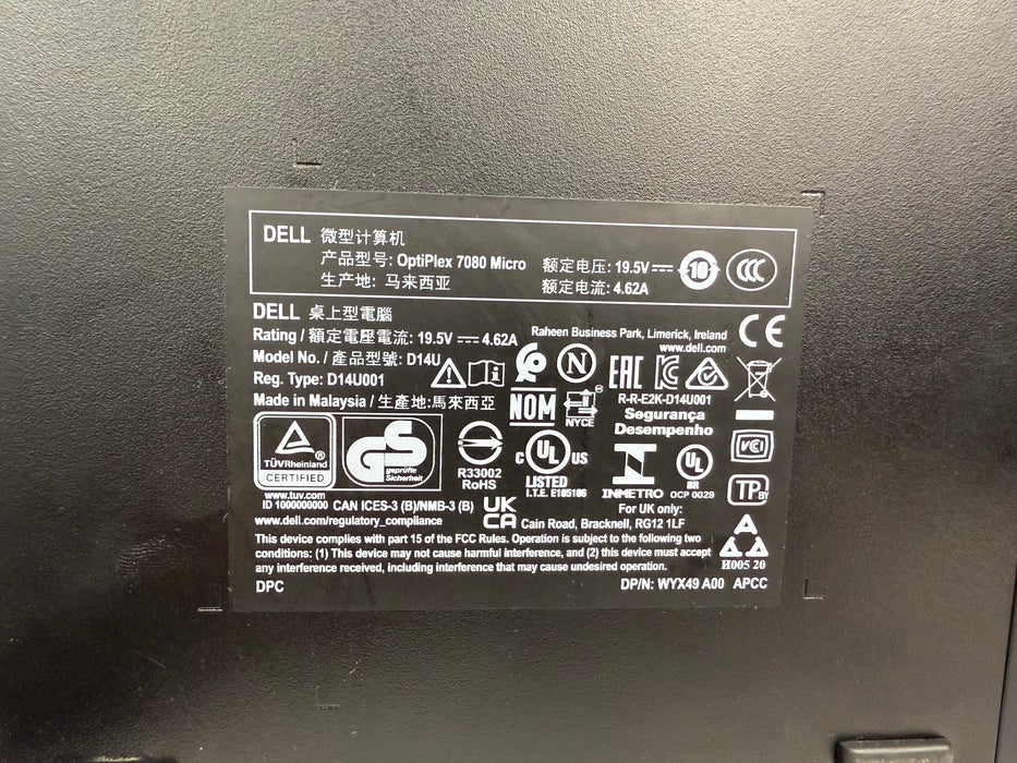 Dell Optiplex 7080 Micro PC w/ Intel i5 10th Gen CPU 16GB 256GB m2 SSD